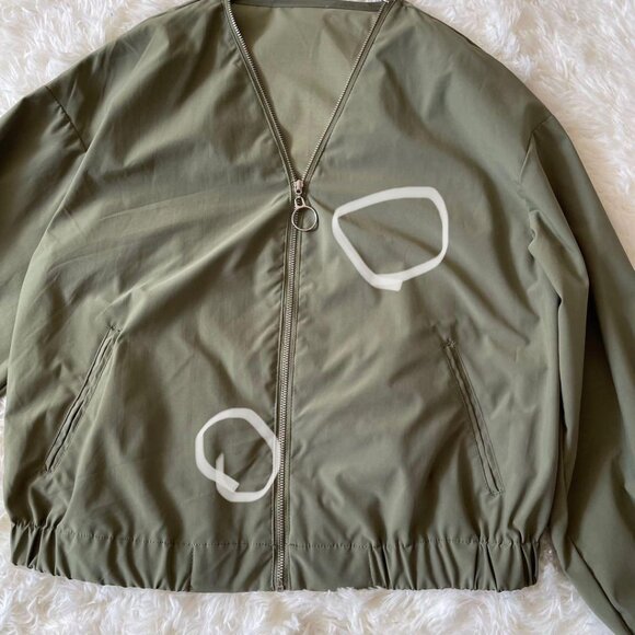 Vence Thin Collarless Jacket M Khaki Outerwear - Picture 6 of 6